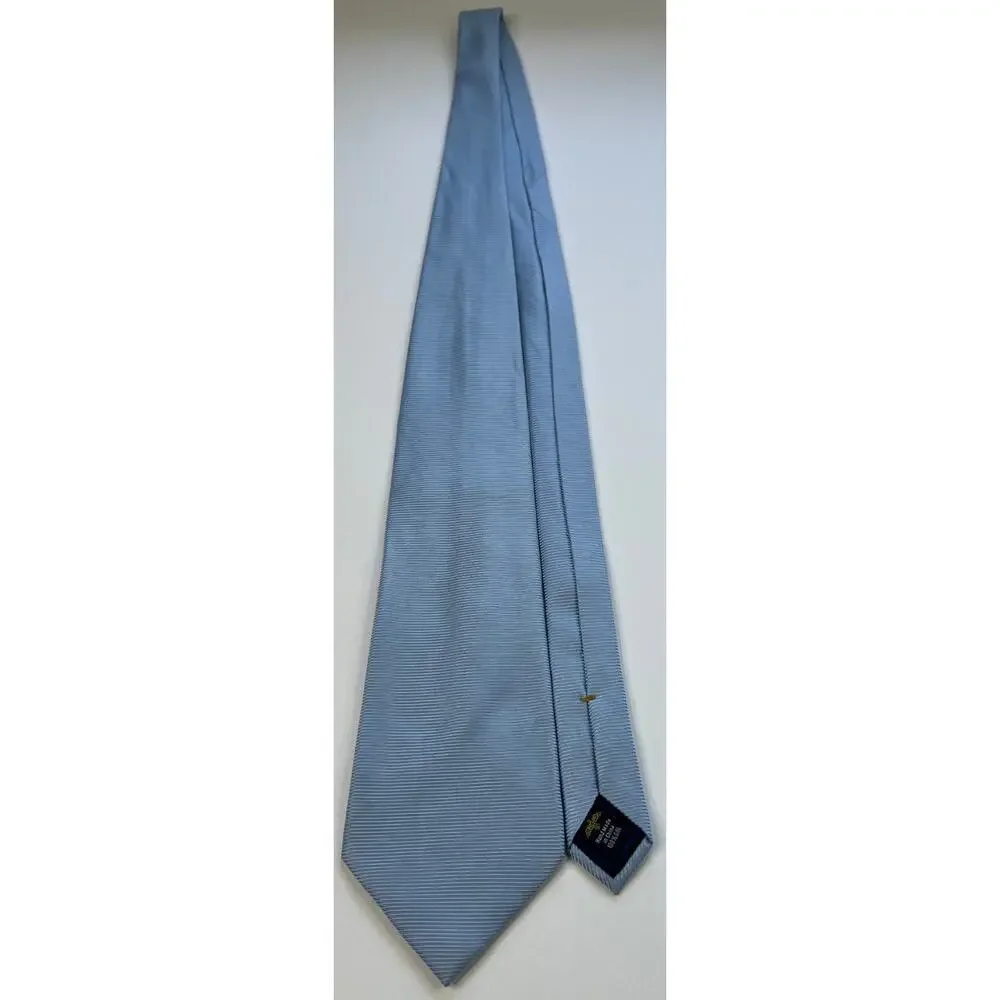 Eagle Shirtmakers Light Blue Ribbed Silk Tie Solid Classic USA Designer 58”